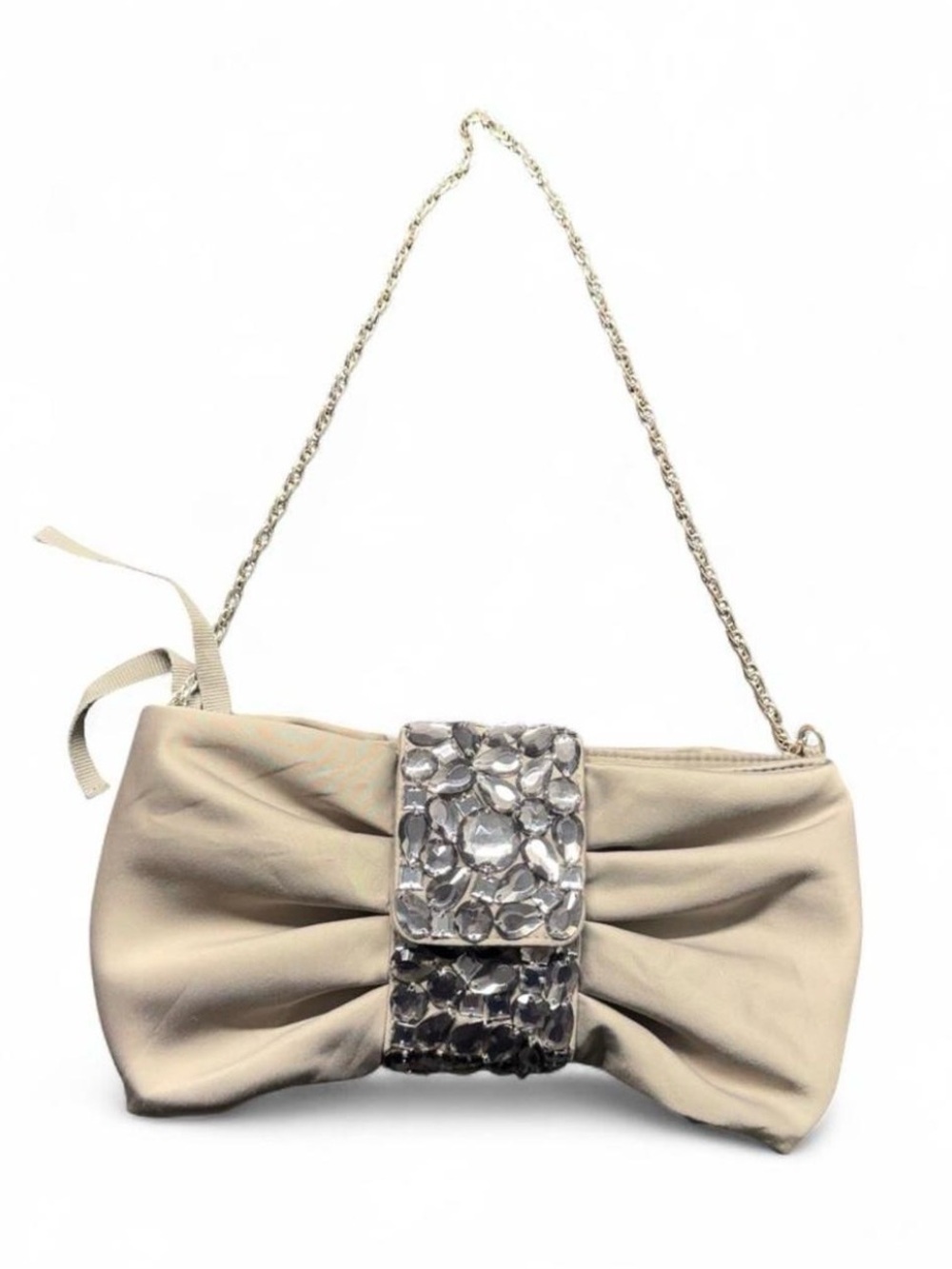 Banana Republic Silver Bow Shoulder Bag with Crystal Panel